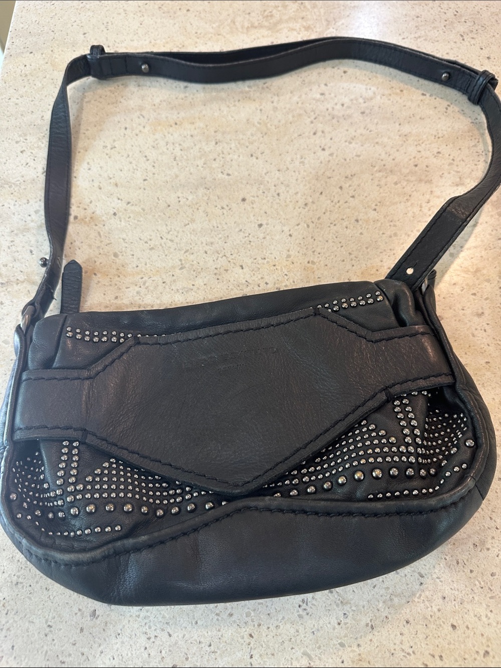 Liebeskind Black Leather Studded Crossbody Bag